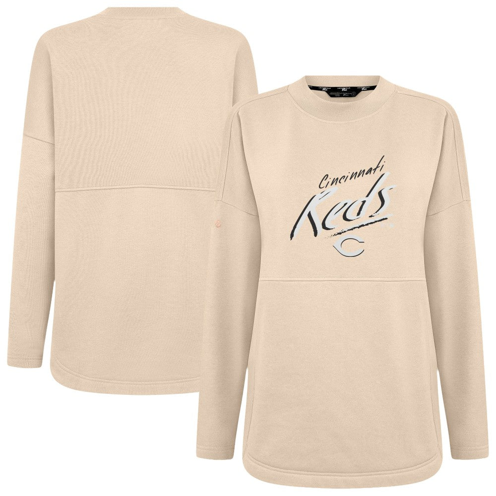 Cincinnati Reds Levelwear Women's Oversized Beaudry Sizzle Top - Khaki - MLB Online