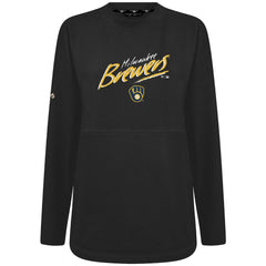 Milwaukee Brewers Levelwear Women's Oversized Beaudry Sizzle Top - Black - MLB Sale