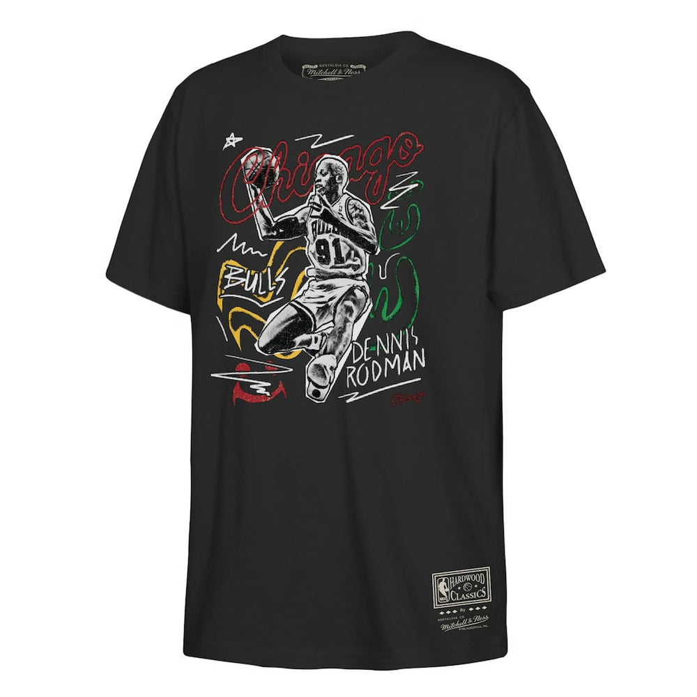 Dennis Rodman Chicago Bulls Youth Chalked Up T-Shirt for sale Black | Mitchell & Ness outlet