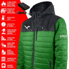Philadelphia Eagles ActionHeat 5V Battery Heated Colorblock Full-Zip Puffer Jacket Black/Kelly Green