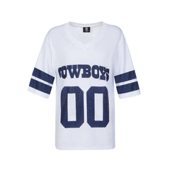 Dallas Cowboys Cuce Women's Rhinestone V-Neck Tunic White