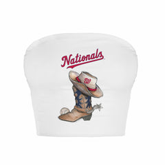 Washington Nationals Tiny Turnip Women's Cowboy Boot Crop Tube Top - White - MLB Discount