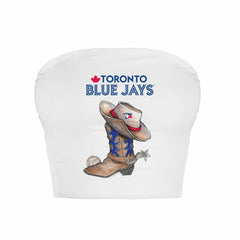 Toronto Blue Jays Tiny Turnip Women's Cowboy Boot Crop Tube Top - White - MLB Discount