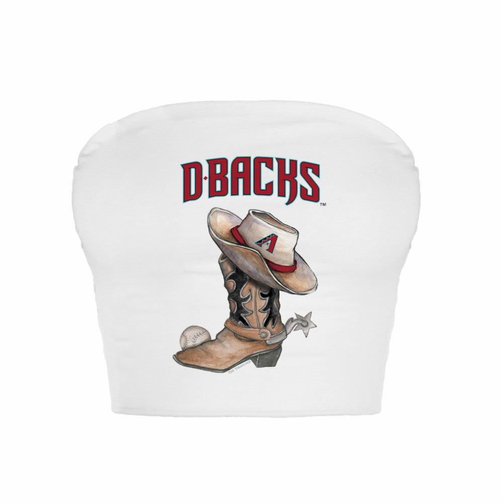 Arizona Diamondbacks Tiny Turnip Women's Cowboy Boot Crop Tube Top - White - MLB Discount