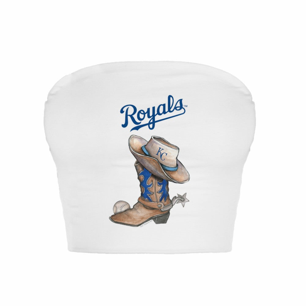 Kansas City Royals Tiny Turnip Women's Cowboy Boot Crop Tube Top - White - MLB Sale