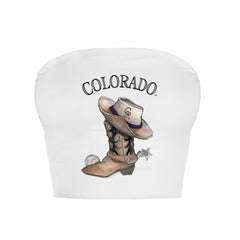 Colorado Rockies Tiny Turnip Women's Cowboy Boot Crop Tube Top - White - MLB Online