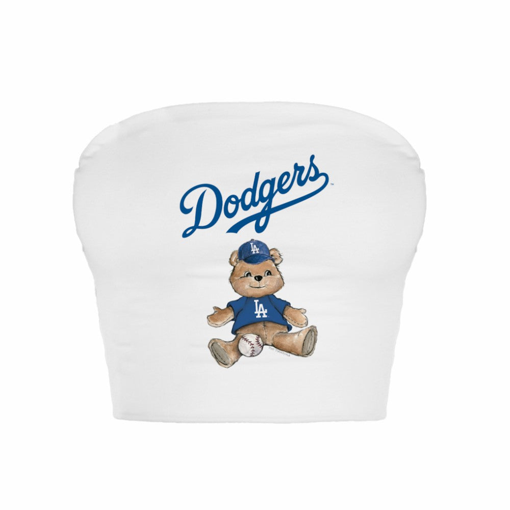 Los Angeles Dodgers Tiny Turnip Women's Teddy Bear Crop Tube Top - White - MLB Lifestyle
