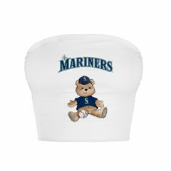 Seattle Mariners Tiny Turnip Women's Teddy Bear Crop Tube Top - White - MLB on Sale