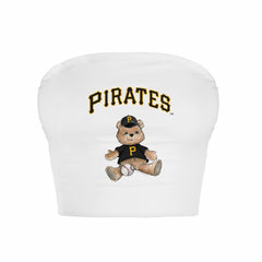 Pittsburgh Pirates Tiny Turnip Women's Teddy Bear Crop Tube Top - White - MLB Lifestyle