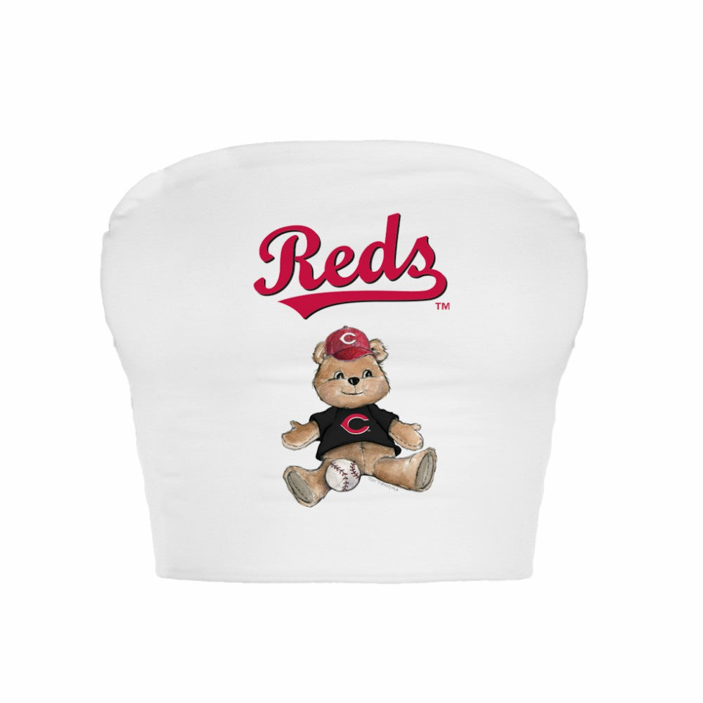 Cincinnati Reds Tiny Turnip Women's Teddy Bear Crop Tube Top - White - MLB Sale