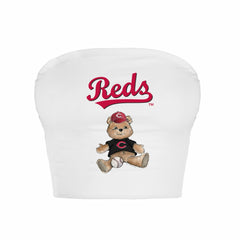 Cincinnati Reds Tiny Turnip Women's Teddy Bear Crop Tube Top - White - MLB Sale