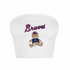 Atlanta Braves Tiny Turnip Women's Teddy Bear Crop Tube Top - White - MLB Discount