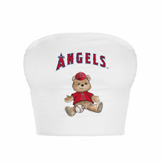 Los Angeles Angels Tiny Turnip Women's Teddy Bear Crop Tube Top - White - MLB Sale