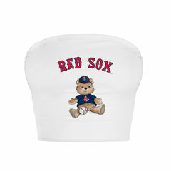 Boston Red Sox Tiny Turnip Women's Teddy Bear Crop Tube Top - White - MLB on Sale