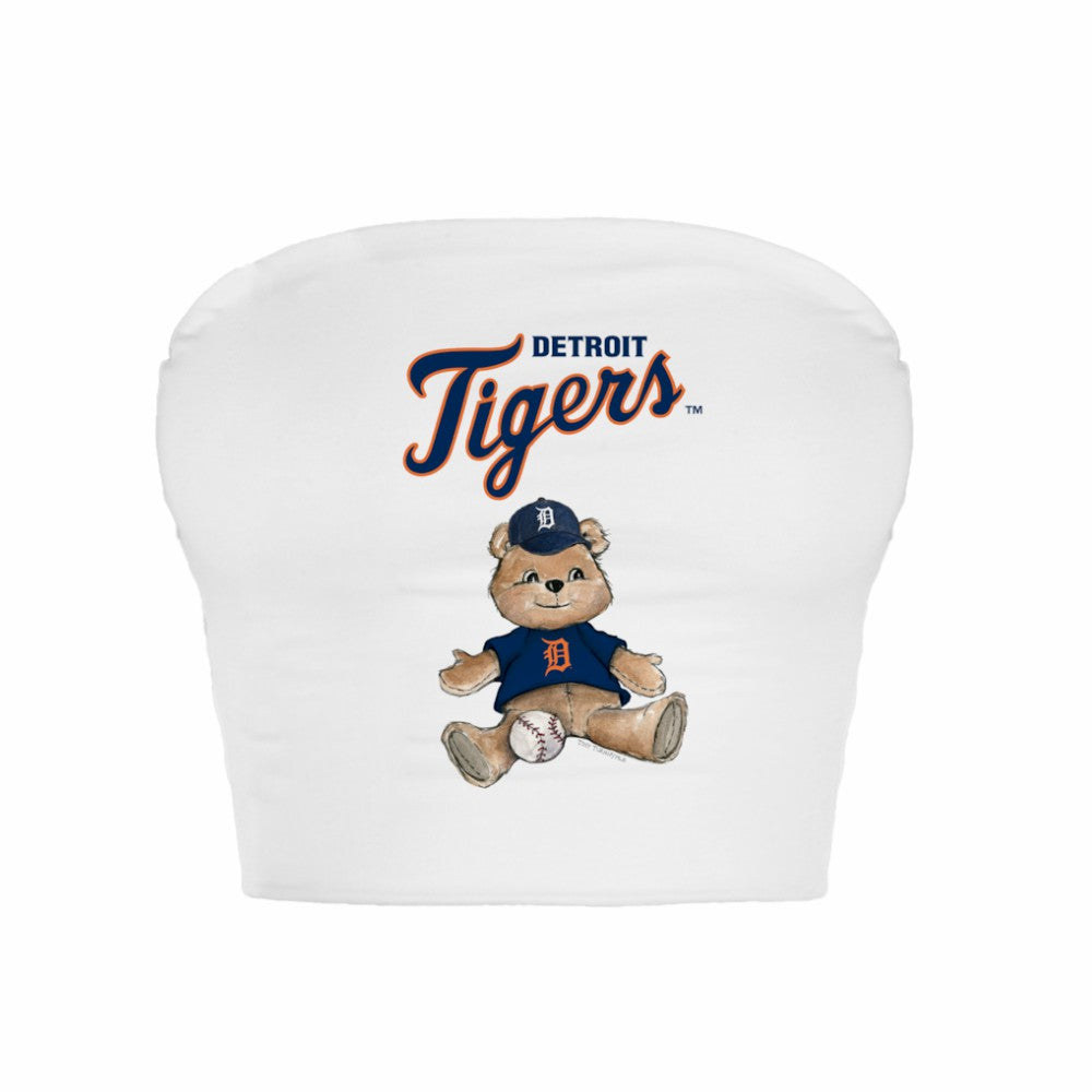 Detroit Tigers Tiny Turnip Women's Teddy Bear Crop Tube Top - White - MLB Lifestyle
