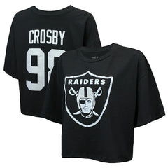 Maxx Crosby Las Vegas Raiders Majestic Threads Women's Swarovski Crystals Boxy Cropped Name & Number T-Shirt Black