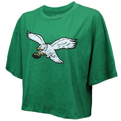 Saquon Barkley Philadelphia Eagles Majestic Threads Women's Swarovski Crystals Boxy Cropped Name & Number T-Shirt Kelly Green