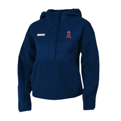 Los Angeles Angels Columbia Women's Cloud Point Hooded Fleece Half-Snap Pullover Jacket - Navy - Columbia on Sale