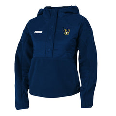 Milwaukee Brewers Columbia Women's Cloud Point Hooded Fleece Half-Snap Pullover Jacket - Navy - Columbia Online