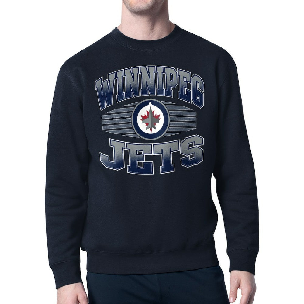 Winnipeg Jets Starter Team Grit Graphic Fleece Pullover Sweatshirt - Navy - NHL 203448455