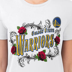 Golden State Warriors G-III 4Her by Carl Banks Women's Super-Slim Fit Lightweight Roses Crew Neck T-Shirt White