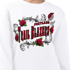 Portland Trail Blazers G-III 4Her by Carl Banks Women's Roses Fleece Tri-Blend Sweatshirt White
