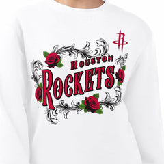 Houston Rockets G-III 4Her by Carl Banks Women's Roses Fleece Tri-Blend Sweatshirt White