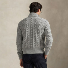 New York Yankees Polo Ralph Lauren Wool Turtleneck Sweater - Heather Gray - MLB Discount