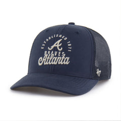 Atlanta Braves '47 Pitstop Trucker Adjustable Hat - Navy - 47 brand on Sale