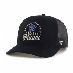 Miami Marlins '47 Pitstop Trucker Adjustable Hat - Black - 47 brand Discount