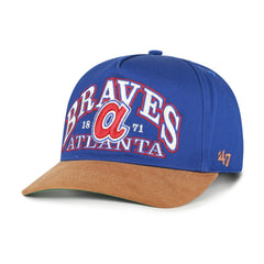 Atlanta Braves '47 Cooperstown Break Wood Suede Hitch Adjustable Hat - Royal/Brown - 47 brand Discount