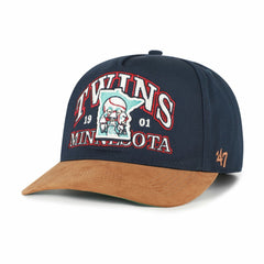 Minnesota Twins '47 Cooperstown Break Wood Suede Hitch Adjustable Hat - Navy/Brown - 47 brand Sale