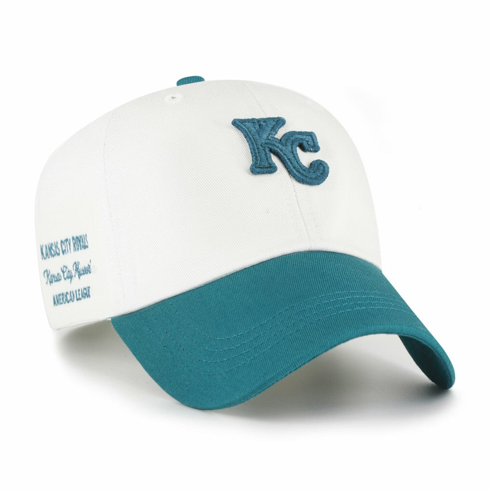 Kansas City Royals '47 Contemporary Tonal Clean Up Adjustable Hat - White/Teal - 47 brand Lifestyle