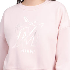 Miami Marlins Starter Women's Pastels Boxy Fleece Sweatshirt - Light Pink - MLB Online
