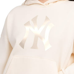 New York Yankees Starter Women's Pastel Relaxed Hoodie - Cream - MLB Discount