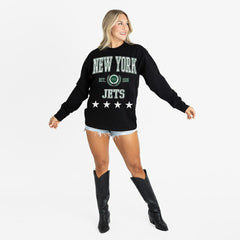 New York Jets Gameday Couture Women's Oversized Everyday Star Long Sleeve T-Shirt Black
