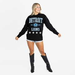 Detroit Lions Gameday Couture Women's Oversized Everyday Star Long Sleeve T-Shirt Black
