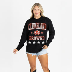 Cleveland Browns Gameday Couture Women's Oversized Everyday Star Long Sleeve T-Shirt Black