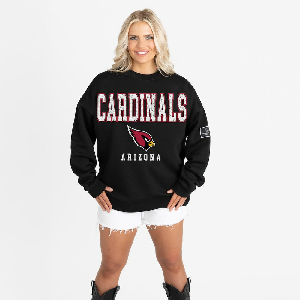 Arizona Cardinals Gameday Couture Women's Oversized Level Up Black Label Premium Fleece Sweatshirt Black