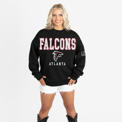 Atlanta Falcons Gameday Couture Women's Oversized Level Up Black Label Premium Fleece Sweatshirt Black