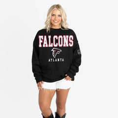 Atlanta Falcons Gameday Couture Women's Oversized Level Up Black Label Premium Fleece Sweatshirt Black