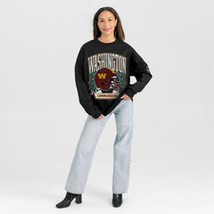 Washington Commanders Gameday Couture Women's Oversized Victory Lane Black Label Premium Fleece Sweatshirt Black