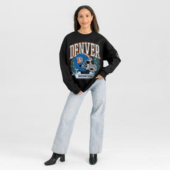 Denver Broncos Gameday Couture Women's Oversized Victory Lane Black Label Premium Fleece Sweatshirt Black