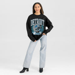 Detroit Lions Gameday Couture Women's Oversized Victory Lane Black Label Premium Fleece Sweatshirt Black