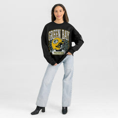 Green Bay Packers Gameday Couture Women's Oversized Victory Lane Black Label Premium Fleece Sweatshirt Black