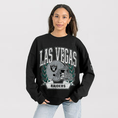 Las Vegas Raiders Gameday Couture Women's Oversized Victory Lane Black Label Premium Fleece Sweatshirt Black