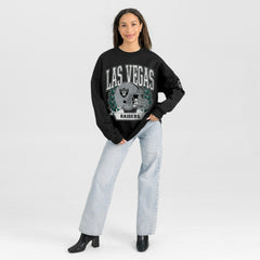 Las Vegas Raiders Gameday Couture Women's Oversized Victory Lane Black Label Premium Fleece Sweatshirt Black