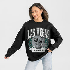 Las Vegas Raiders Gameday Couture Women's Oversized Victory Lane Black Label Premium Fleece Sweatshirt Black
