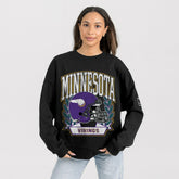 Minnesota Vikings Gameday Couture Women's Oversized Victory Lane Black Label Premium Fleece Sweatshirt Black