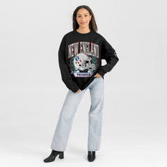 New England Patriots Gameday Couture Women's Oversized Victory Lane Black Label Premium Fleece Sweatshirt Black